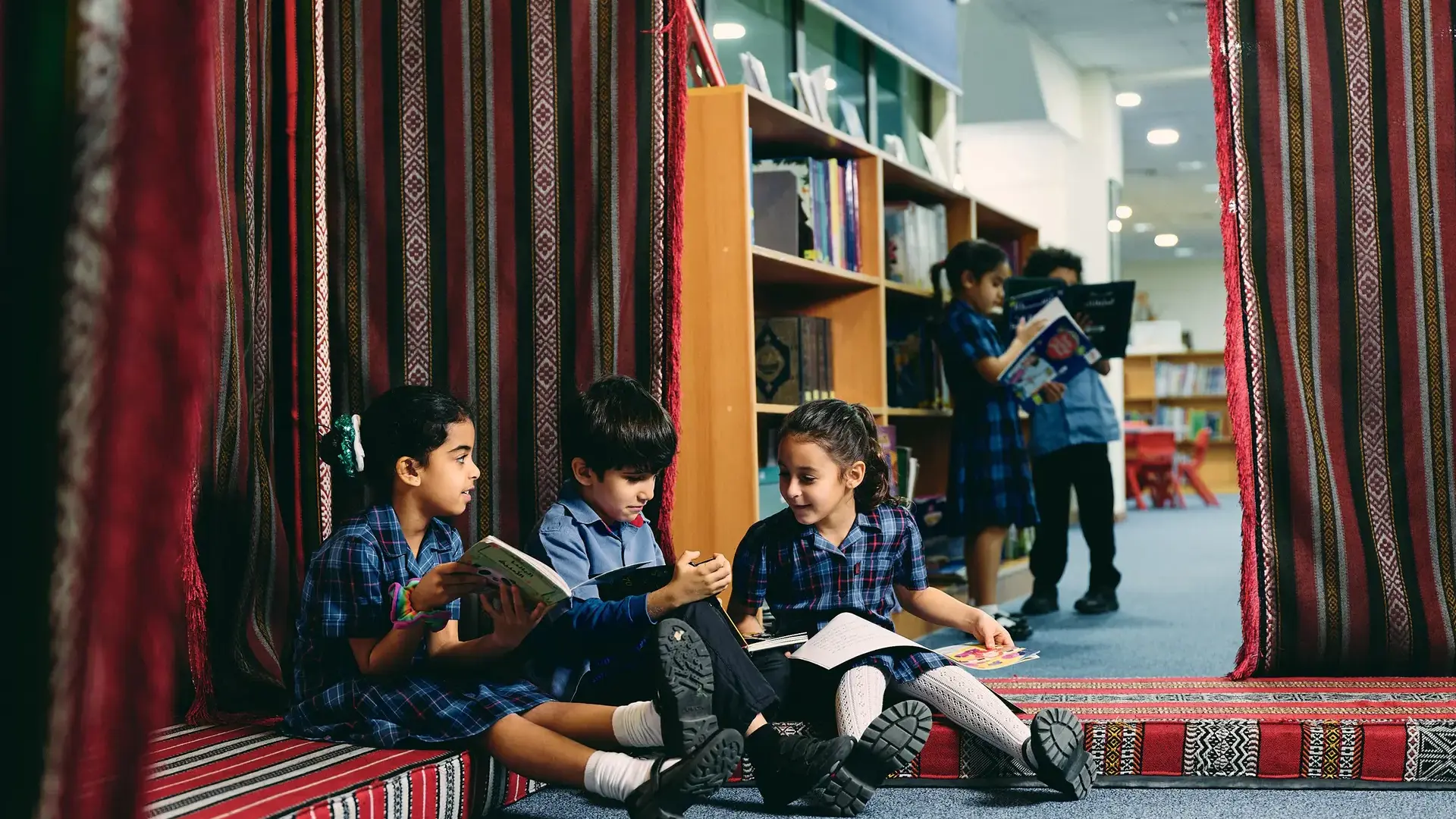 Students in library