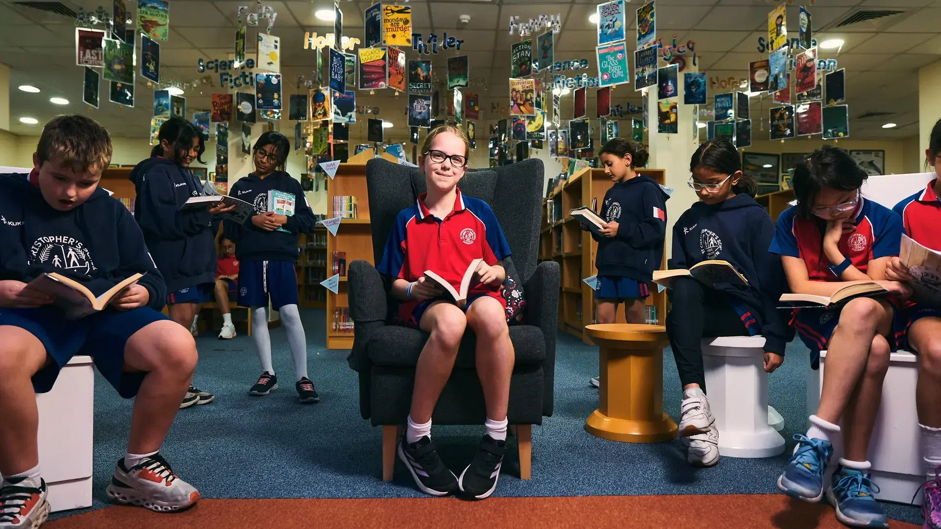 Students reading books