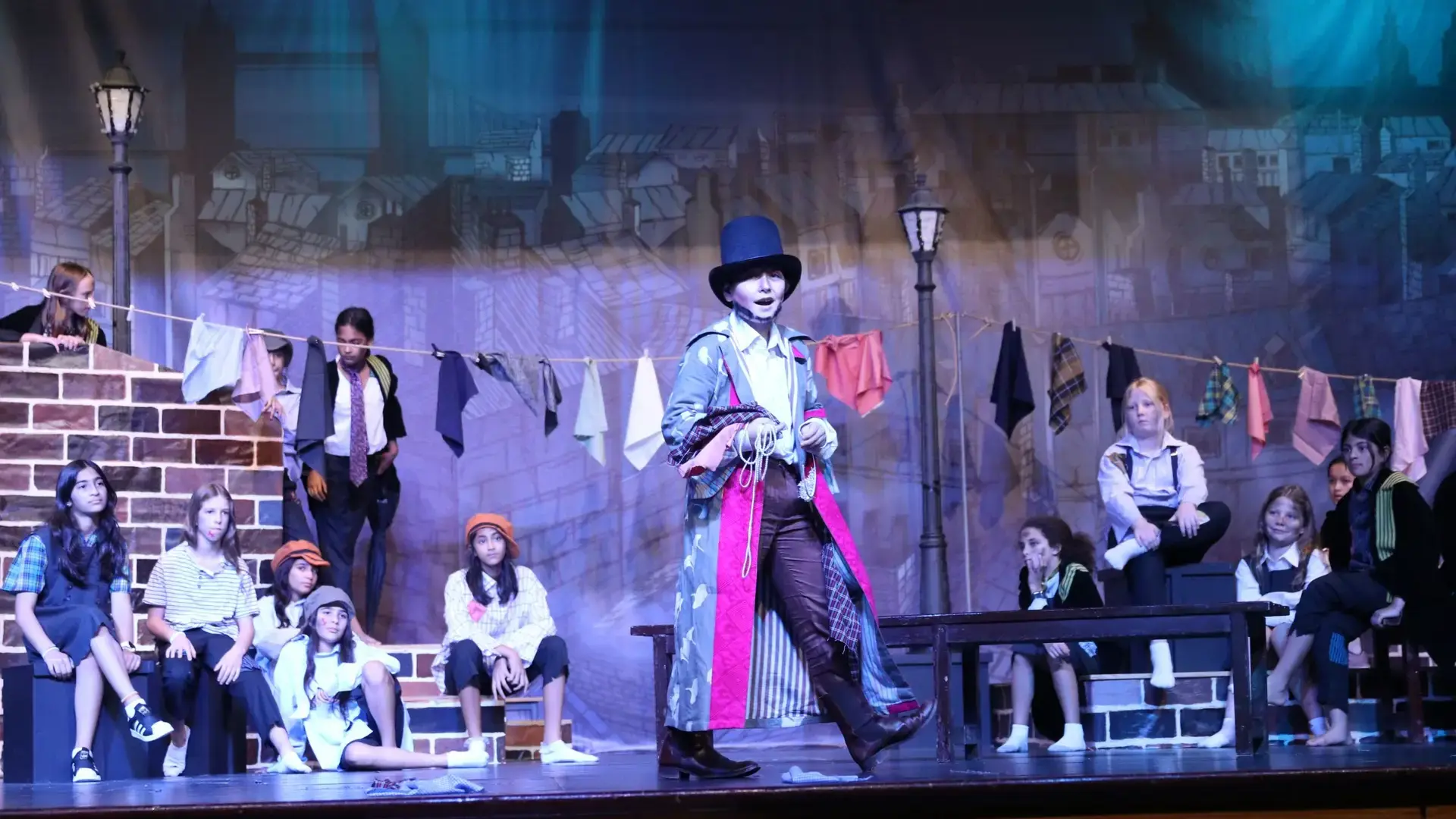 Students performing in play
