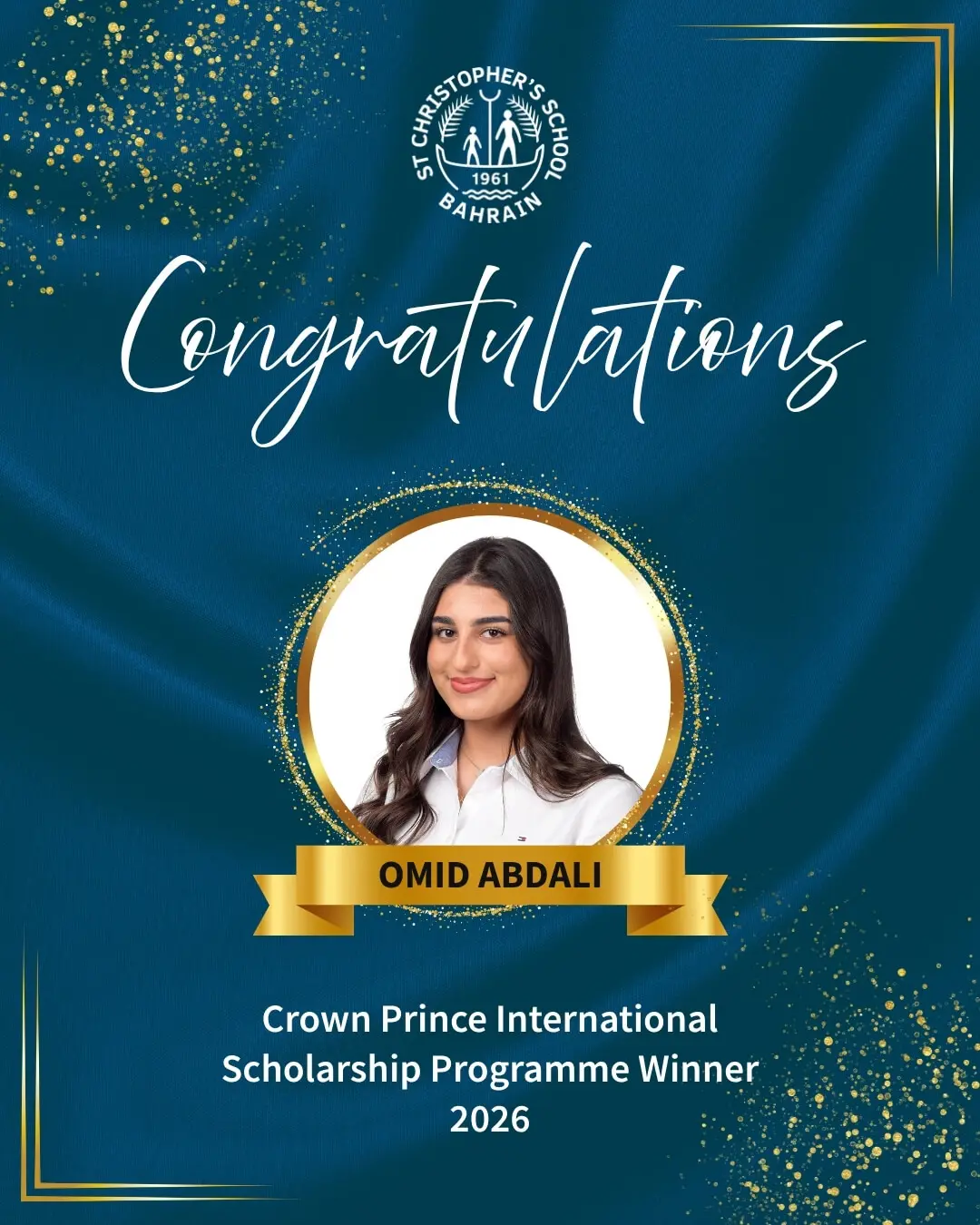 Omid Abdali Crown prince Scholarship Winner 2026 from St Christopher's SchoolImage,,,Optimized